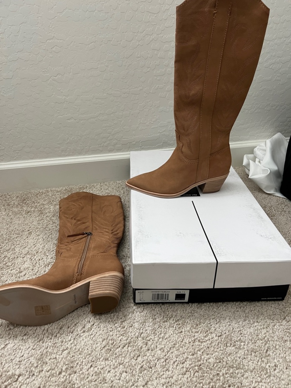 Dolce Vita  Solei Tall Tan Suede Western Boots
